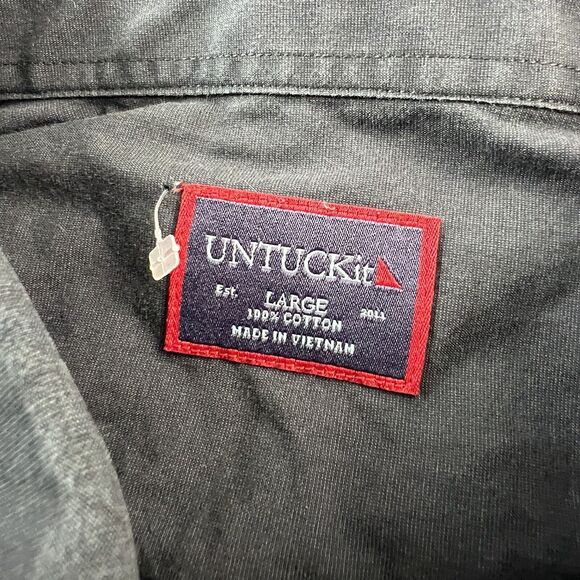 UNTUCKit Shirt Adult Large Black Button Up Long Sleeve Dress Formal Casual Men's - Picture 10 of 14